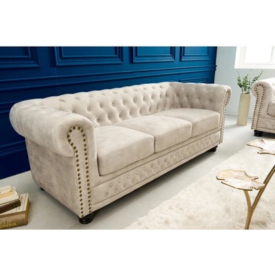 Komfort-nábytok 42310 Chesterfield 3 sedenie Zamat Champagner