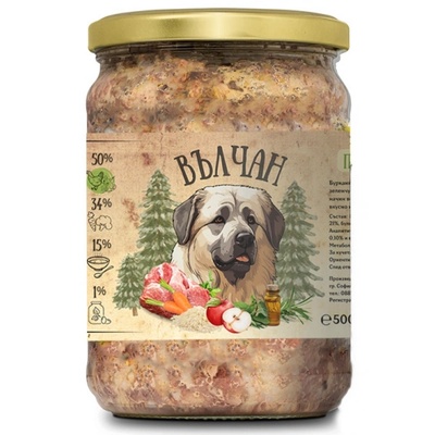 Benvita ВЪЛЧАН - висококачествена, стерилизирана храна за кучета с пилешко, свинско и зеленчуци - 500 гр - БЪЛГАРИЯ - 551