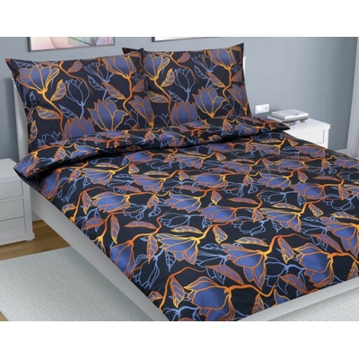 Bellatex obliečky bavlna Květ tmavě modrý 220x200 2x70x90