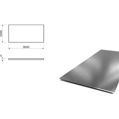 Nerezový plech (1.4404 - 2B) 1,5x3 m, tloušťka 5 mm