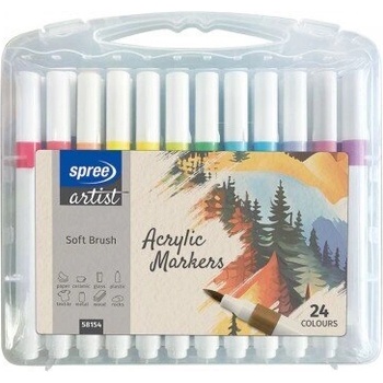 Spree Акрилни маркери Art Soft Brush, 12 цвята в PP кутия