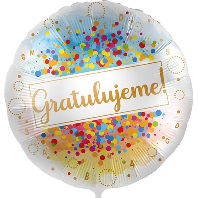 Premioloon 43 cm fóliový balónek Gratulujeme Barevné konfety
