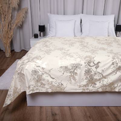 Biante Sametový přehoz na postel Isabela Flower IBL-022 Zlaté květy na smetanovém 200x220 cm