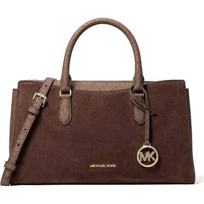 Michael Kors Arden medium semišová kabelka logo hnědá