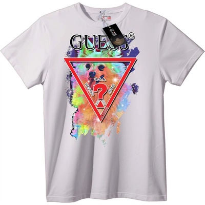 NOONEBRAND Тениска GUESS Цветно Куче Триъгълник - XXS, White