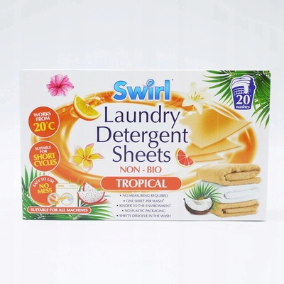 Swirl rozpustné papírky s pracím přípravkem pro univerzální praní vůní Tropical 20 ks