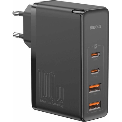 Baseus GaN 5 Ultra Charger 100W (P10110302827-Z1) - захранване за ел. мрежа за лаптопи, смартфони и таблети с 2xUSB-A и 2xUSB-C изходи и USB-C кабел (черен)
