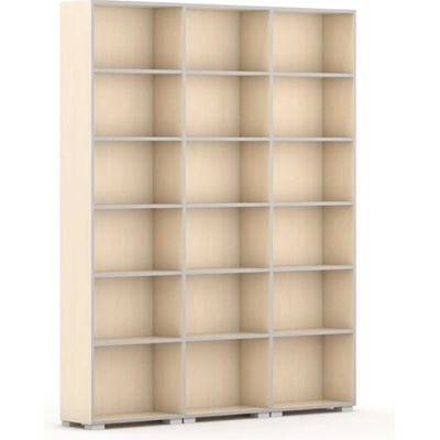 Knižnica Silver Line, breza, 3 stĺpce, 2230x1800x400 mm