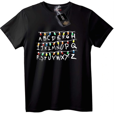 NOONEBRAND Тениска Азбучни Светлинни Низове - 6XL, White