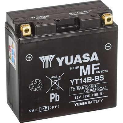 Motobaterie 12V, YT14B, 12,6Ah, 210A, bezúdržbová MF AGM 150x70x145, YUASA originál (aktivovaná ve výrobě)