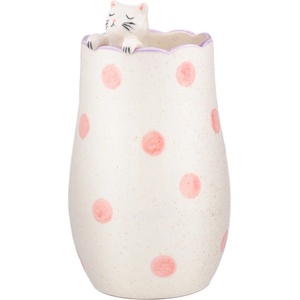 Sass & Belle Бяла ваза от доломит (височина 18 cm) Peeking Cat - Sass & Belle (XDC828)