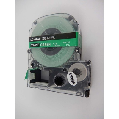 Epson LK-4GWV, SD12GW, 12mm x 9m, biela tlač / zelený podklad, kompatibilná páska