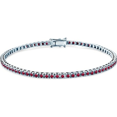 SAVICKI Tenisový náramok biele zlato s rubínmi 1.480 ct 2,3 mm 17 cm - SAV-B-TENIS-17CM-23SZ-15K-585-RUB-B