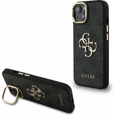 GUESS PU 4G Metal Logo Stand Camera Frame Заден калъф за iPhone 15 Black Guess | Cheren | ЖЕНИ | UNI