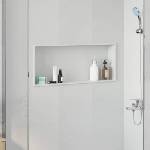 vidaXL Нишата за душ Бяло 75 x 30 x 9, 5 см Неръждаема стомана (42012673)