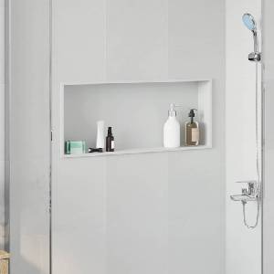 vidaXL Нишата за душ Бяло 75 x 30 x 9, 5 см Неръждаема стомана (42012673)