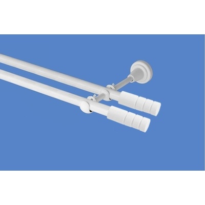 OK-GarnýžeCZ Garnýž kovová dvouřadá 19mm Techno double bílá 190 cm do stěny / na tunýlek - bez kroužků