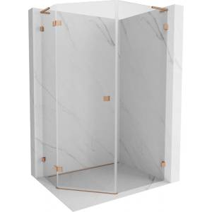 Mexen Lunar L пентагонална накланяща се лява душ кабина 80 x 90 см, прозрачна, матирана мед - 831L-080L-090P-65-00-L (831L-080L-090P-65-00-L)