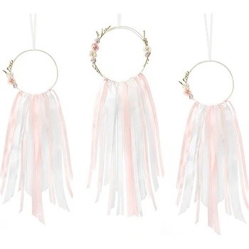 Image 1 of PartyDeco Декорация "Ловец на сънища" - Розово и бяло 3 бр