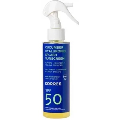 KORRES Слънцезащитен двуфазен спрей за тяло с Краставица и Хиалурова киселина , Korres Cucumber Hyaluronic Splash Sunscreen SPF50 150ml