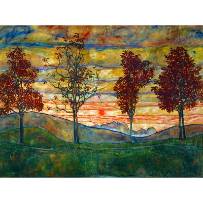 Plagát, Obraz - Four Trees, Egon Schiele, 40 × 30 cm