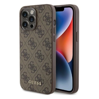 GUESS Кейс за iPhone 15 Pro Max 6.7", Guess, TPU/Поликарбонат/Екологична кожа, Кафяв