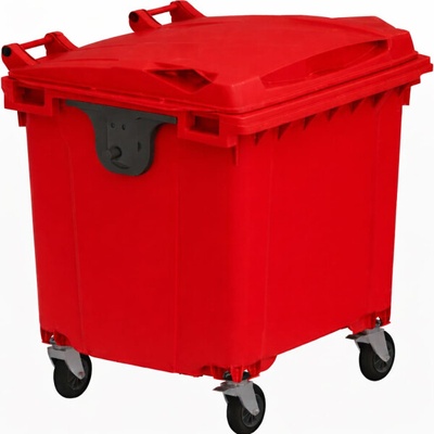 Plastik Gogic Plastový kontejner 1 100 l červený ploché víko