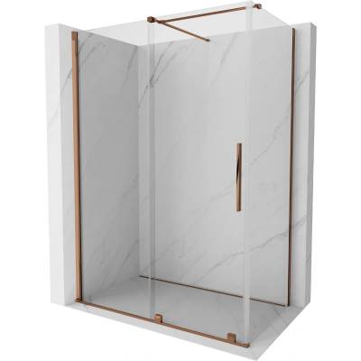 Mexen Velar плъзгаща се душ кабина 140 x 85 см, прозрачна, розово злато (871-140-085-01-60)