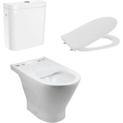 Roca Моноблок The Gap Round Rimless + седалка и капак със забавено падане, Slim, странично захранване (1056021)