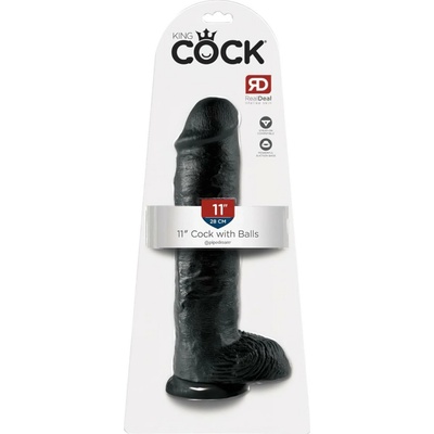 King Cock 11 velký přísavkový dildo s varlaty 28 cm černý