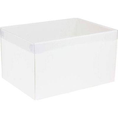 Darčeková krabica s priehľadným vekom 350x250x200/35 mm, biela