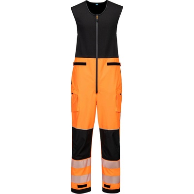 Portwest T150 PW3 Hi-Vis Salopette nepremokavá reflexná kombinéza oranžová/čierna