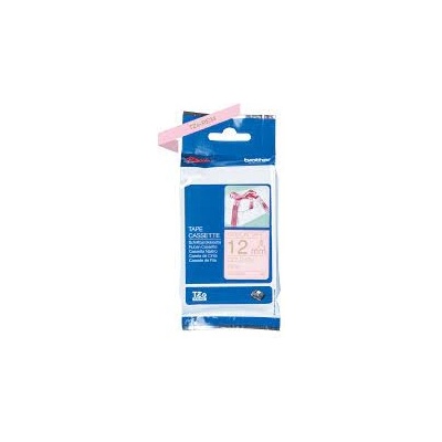 Brother TZE-RE34, 12mm x 4m, златен печат/розов фон, на ивици оригинална лента (TZERE34)