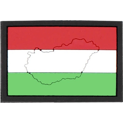 Gumová nášivka 101 Inc vlajka Maďarsko s obrysem - barevná
