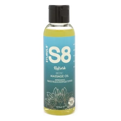 Stimul8 Mасажно олио с аромат на френска слива и египетски памук S8 Refresh 125 мл