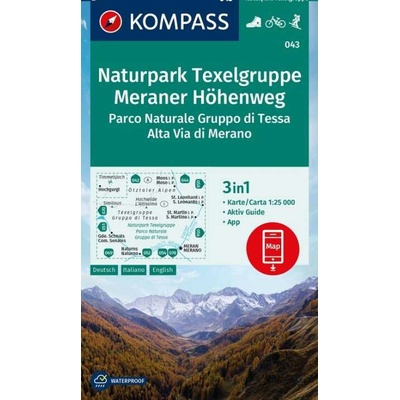 Naturpark Texelgruppe, Meraner Höhenweg (Kompass - 043) - turistická mapa