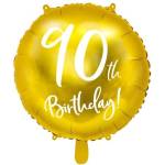 Party Deco Фолиев Балон с Надпис "90th Birthday", Златен (FB24M-90-019)