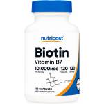 Nutricost Коса, кожа и нокти - Биотин (Витамин B7), 10000 g x 120 капсули (57253 (026201) NC)