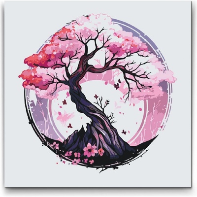 Vymalujsisam.cz Barevný sakura bonsai Velikost 50 x 50 cm Rámování Na kartonové desce – Zboží Dáma