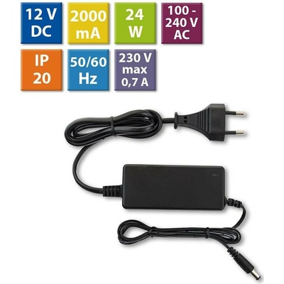 zdroj napájecí pro LED pásky 12V DC 24W (2A) ML-732.063.11.0 plast.