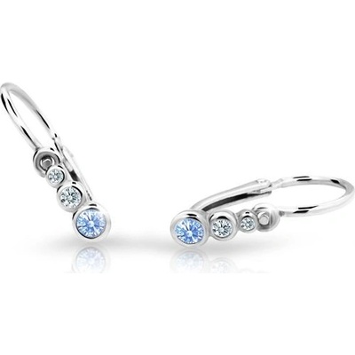 Danfil dětské náušnice C2255 z bílého zlata s kamínky Arctic Blue