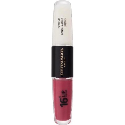 Dermacol 16H Lip Colour Extreme Long-Lasting Lipstick дълготрайно червило и блясък за устни 2в1 8 ml нюанс 6