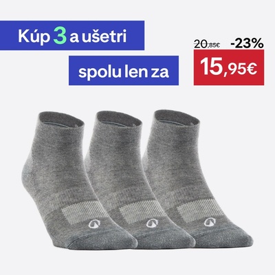 Artengo Športové ponožky RS160 stredne vysoké 3 páry tmavosivé šedá