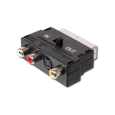 PremiumCord Adapter SCART-3x cinch + S-video s prepínačom IN / OUT