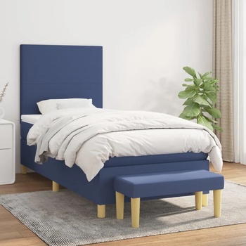vidaXL Боксспринг легло с матрак, синьо, 100x200 см, плат (3136979)