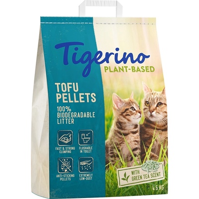 Tigerino 4, 6кг Tofu Plant-Based Tigerino, соева постелка за котешка тоалетна с аромат на зелен чай