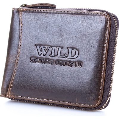 WILD pánská kožená na zip W5532 hnědá