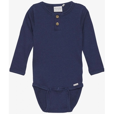 Dětské body s dlouhým rukávem z bavlny a modalu Dark Navy Minymo