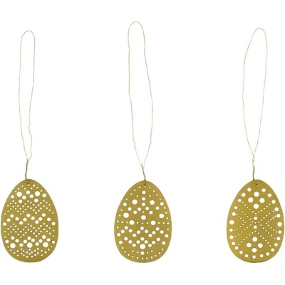 House Doctor Velkonočná dekorácia Egg Cut Gold – sada 3 ks