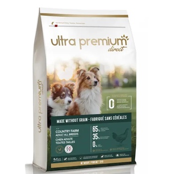 Ultra Premium Direct Country farm Adult all breeds - суха храна за пораснали кучета от всички породи, без зърно, 65% месо и месни съставки, пиле и прасе, 12 кг, Франция GF1201